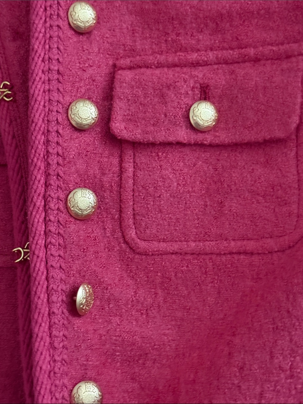 Talbots Raspberry Pink Military-Style Gold Button Jacket - Picture 4 of 6